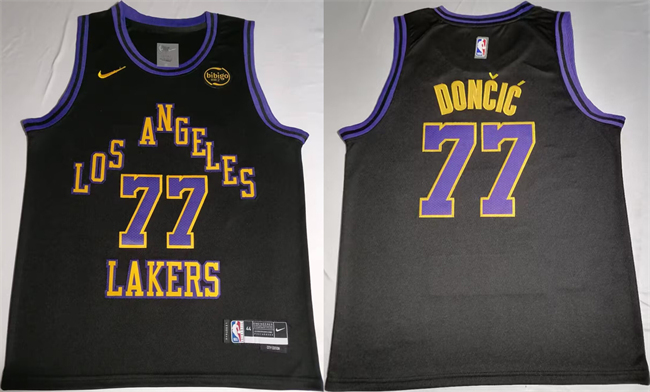 Men's Los Angeles Lakers #77 Luka Dončić Black 2025 Stitched Basketball Jersey